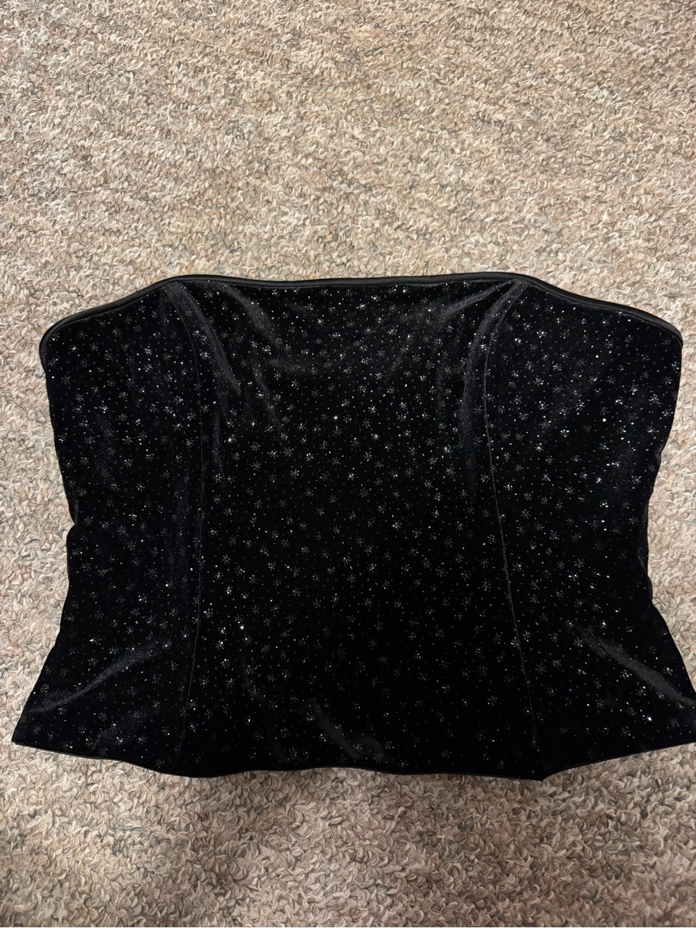 Scott McClintock Vintage Black Velvet Sparkle Strapless Bustier Crop Top size 16